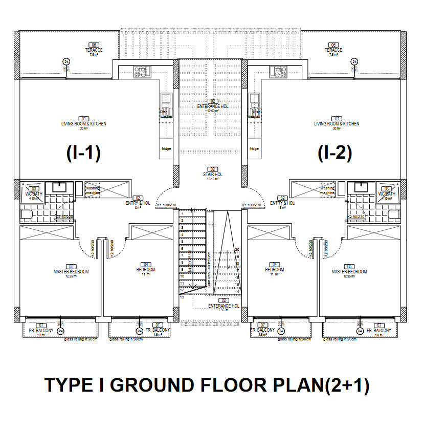 Erdgeschoss (Type-1) 3-Zimmer