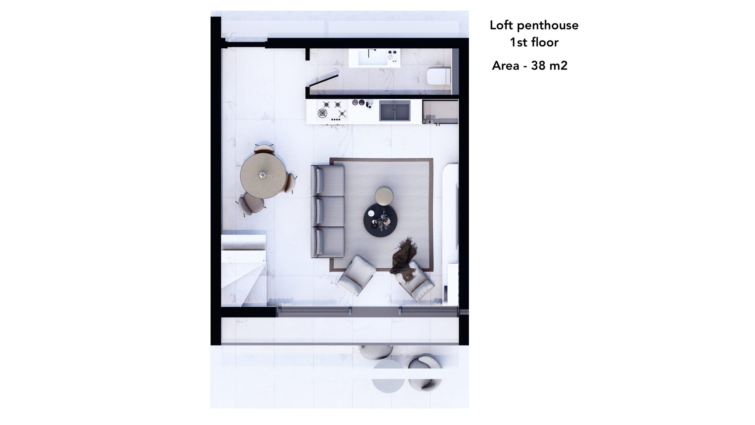 2-Zimmer Loft Penthaus (Erdgeschoss)